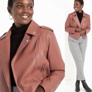 Eloquii faux leather jacket size 18-20 mauve pink color like new